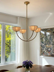 Loomis Linen Wrapped Shade Brass Pendant - Modern Living Room Lighting